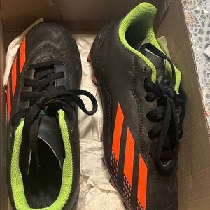 Adidas Kids Black and Neon Orange Sneakers